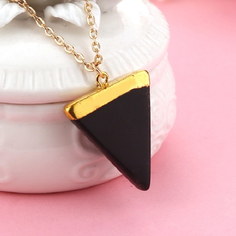 Triangle Stone Pendant Chain Necklace - Picture 2 of 5